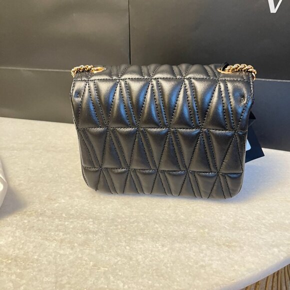 Versace Trapuntata Quilted Black Leather Shoulder Bag On Chain, DBFH821 - Picture 5 of 15